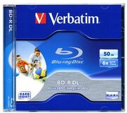 Диск BD-R Verbatim 50Gb 6x Dual Layer Jewel Case Printable (1 шт.) (43736/43735)