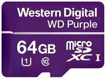 Карта памяти 64Gb MicroSD Western Digital Purple Class 10 (WDD064G1P0A)